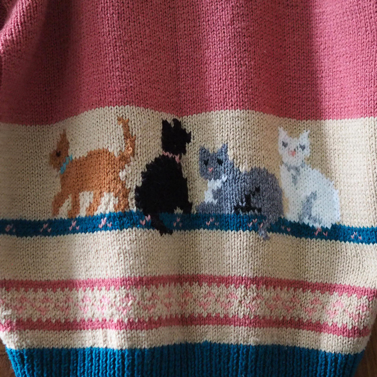 Grey Cat Handknit Cardigan Sweater