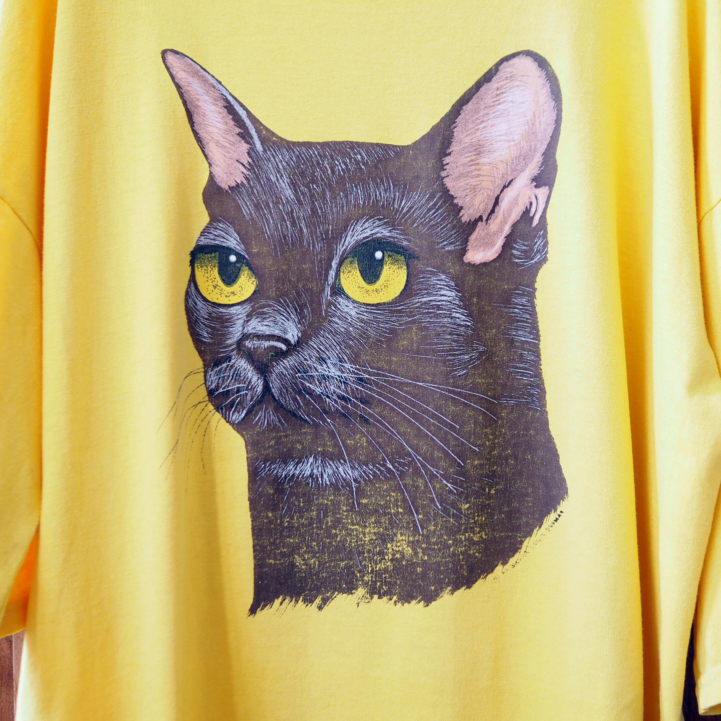 Black Cat Portrait Tee / 90s / Made in USA