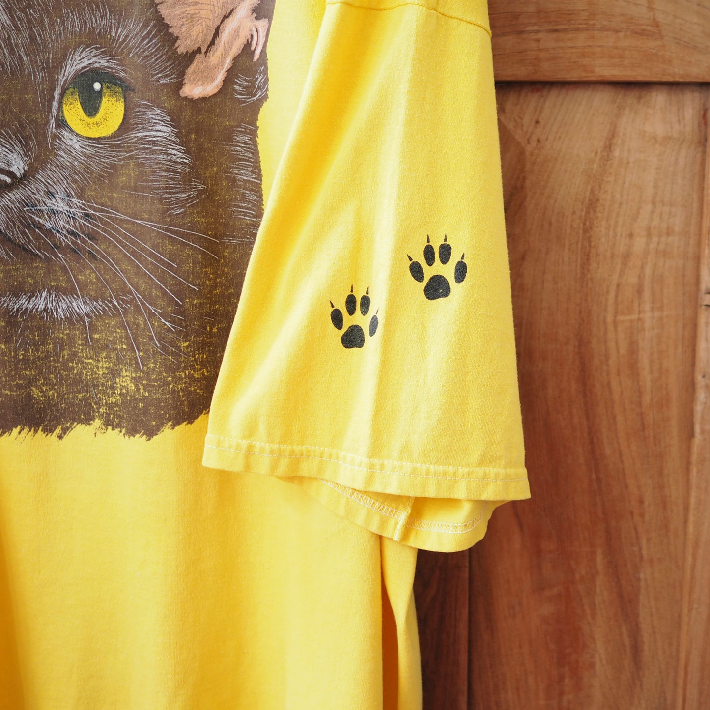 Black Cat Portrait Tee / 90s / Made in USA