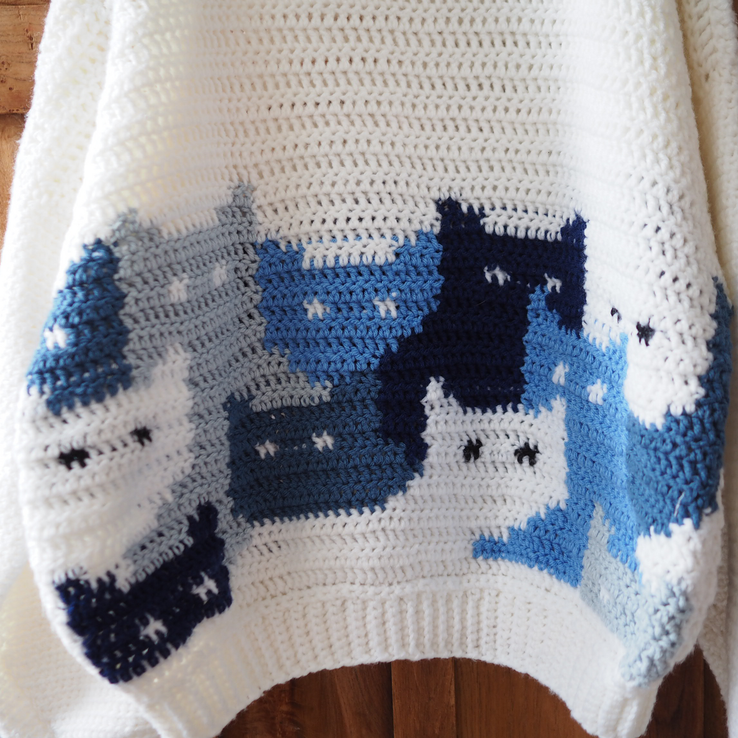 Blue Cats Hand-knit Sweater / 90s〜