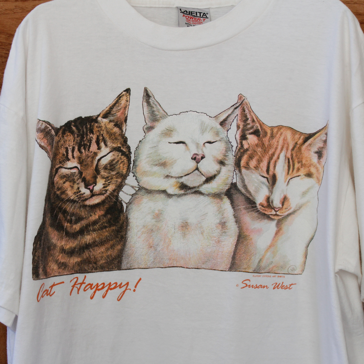 Cat Happy Tee / 90s / Made in USA