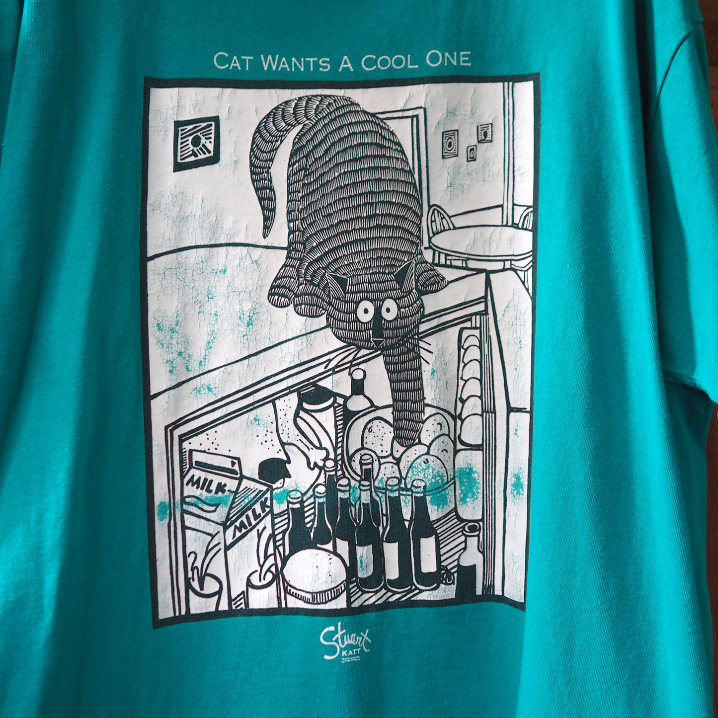 Cat Wants A Cool One Tee / 90s / STUART KATT / Made in Canada