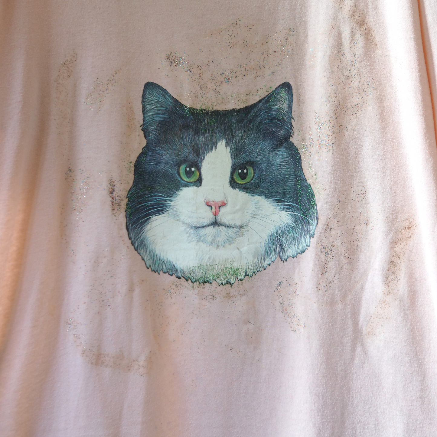 Decorated Hachi-ware Pink Tee / 90s / Made in USA