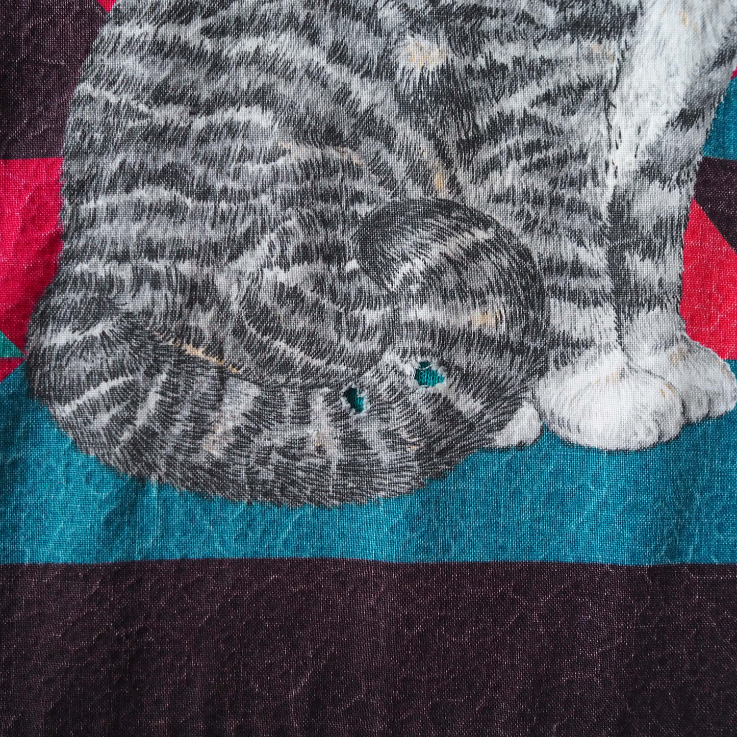 Patchwork Cat Sweat / 80s / Made in USA