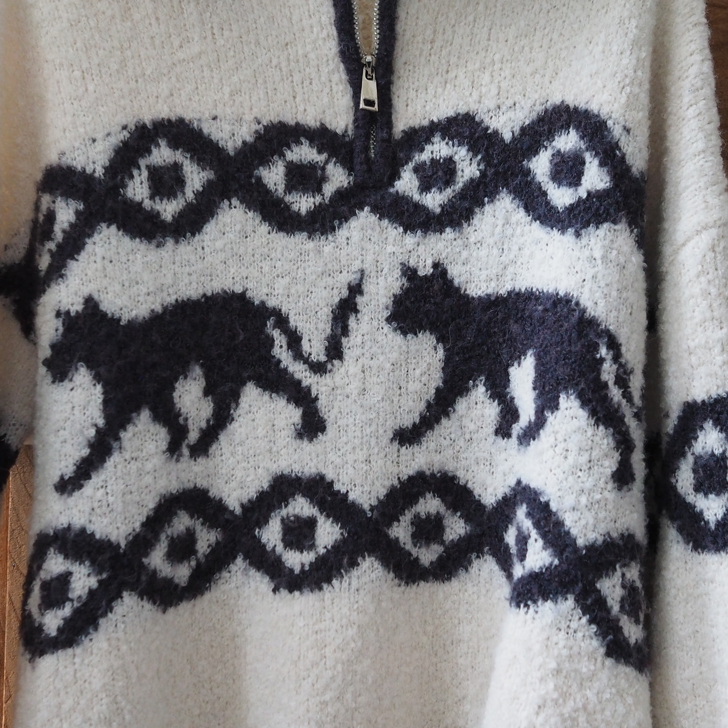 KITRI Bouclé Knit Cat Sweater