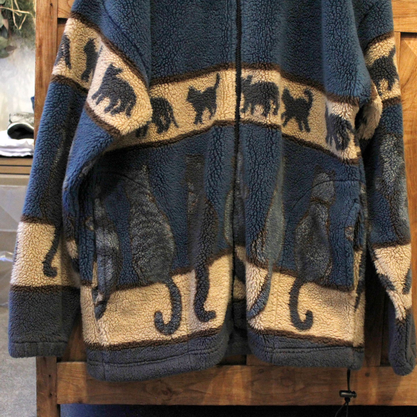 Lined Cats Fleece Jacket / Mazmania / 90s / Made in USA