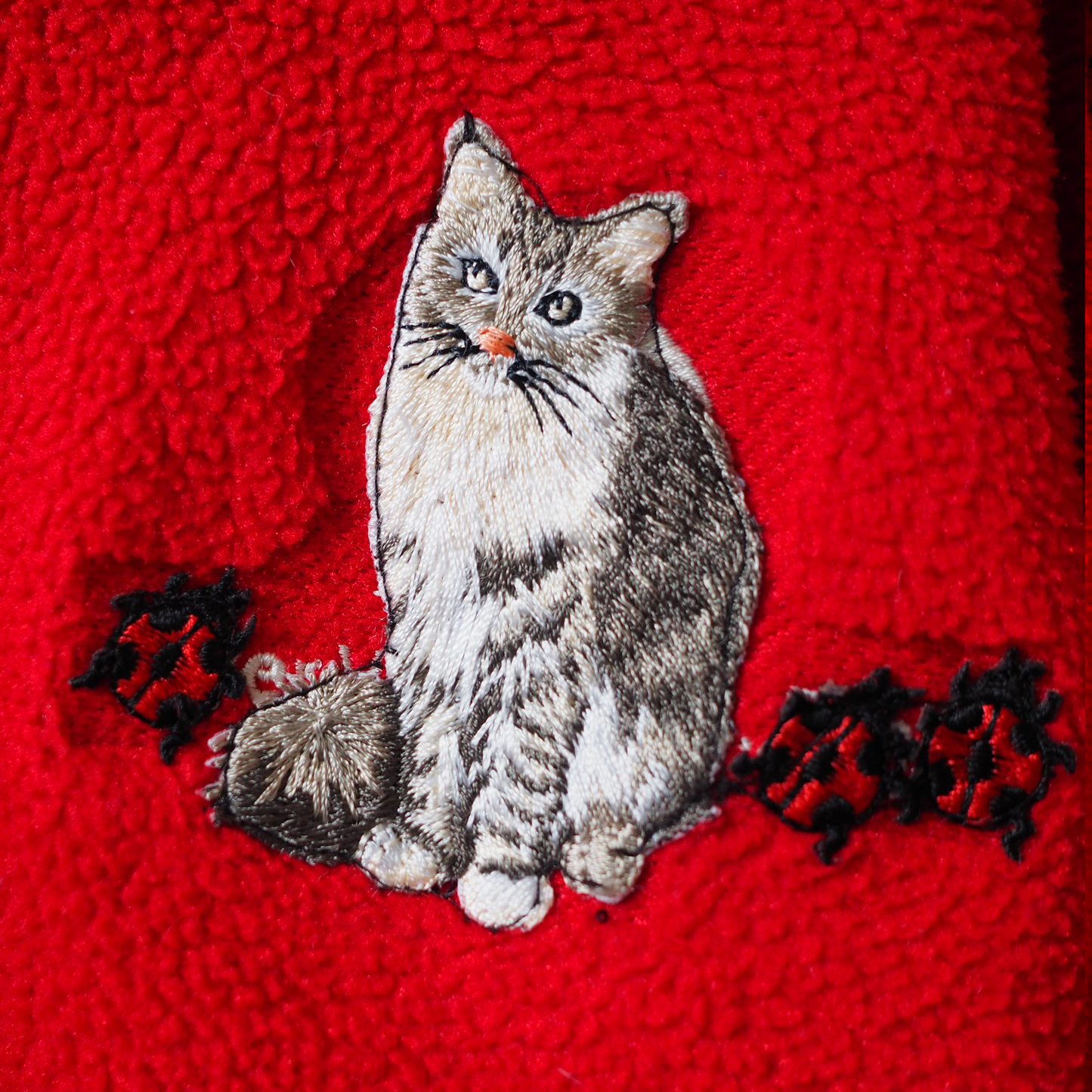 Custom Cat Patch L.L.Bean Fleece Jacket / 90s