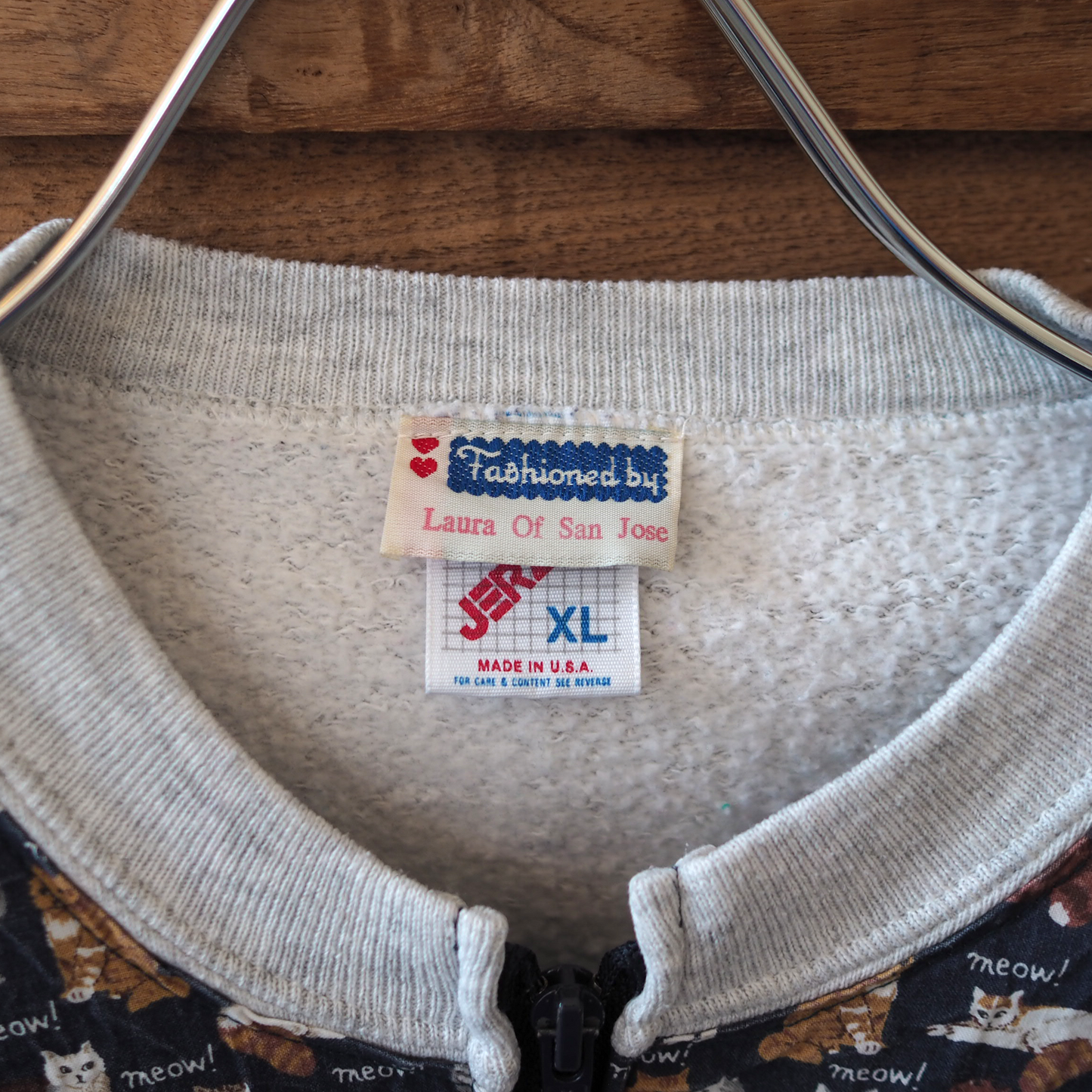 Meow Zip-up Sweatshirt / 90s / Made in USA