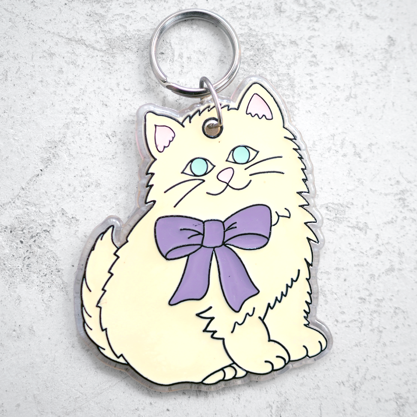 Fluffy Cat Mirror Key Chain