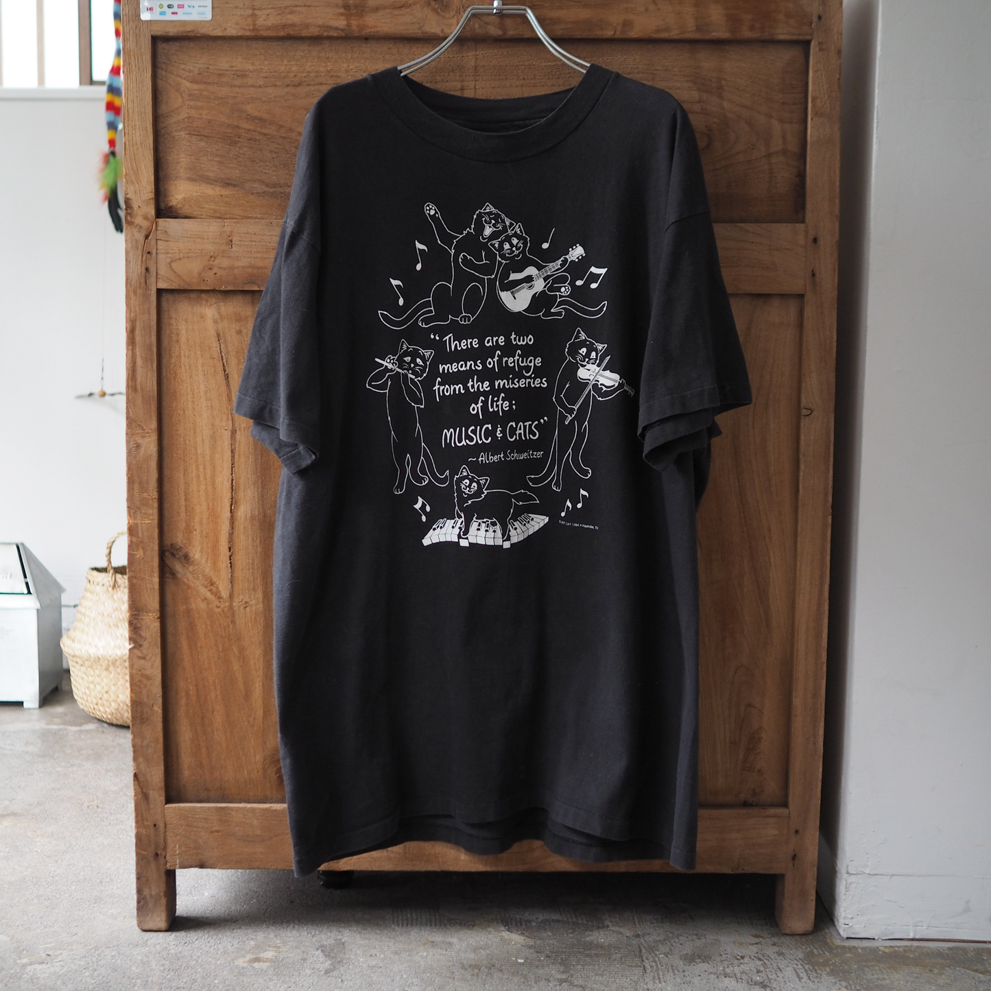 Music & Cats Tee / HEP CAT / 90s / Made in USA