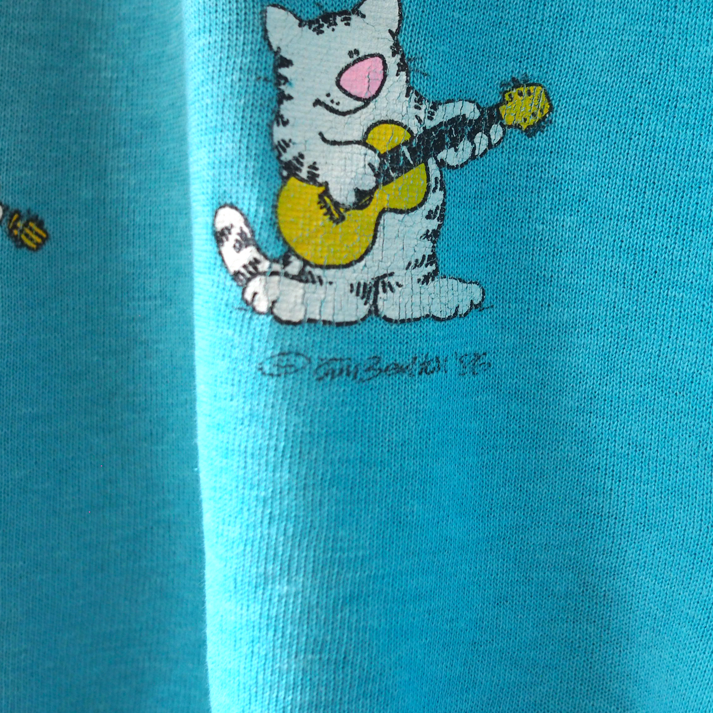 Cats Playing Music Sweat / 80s / Made in USA