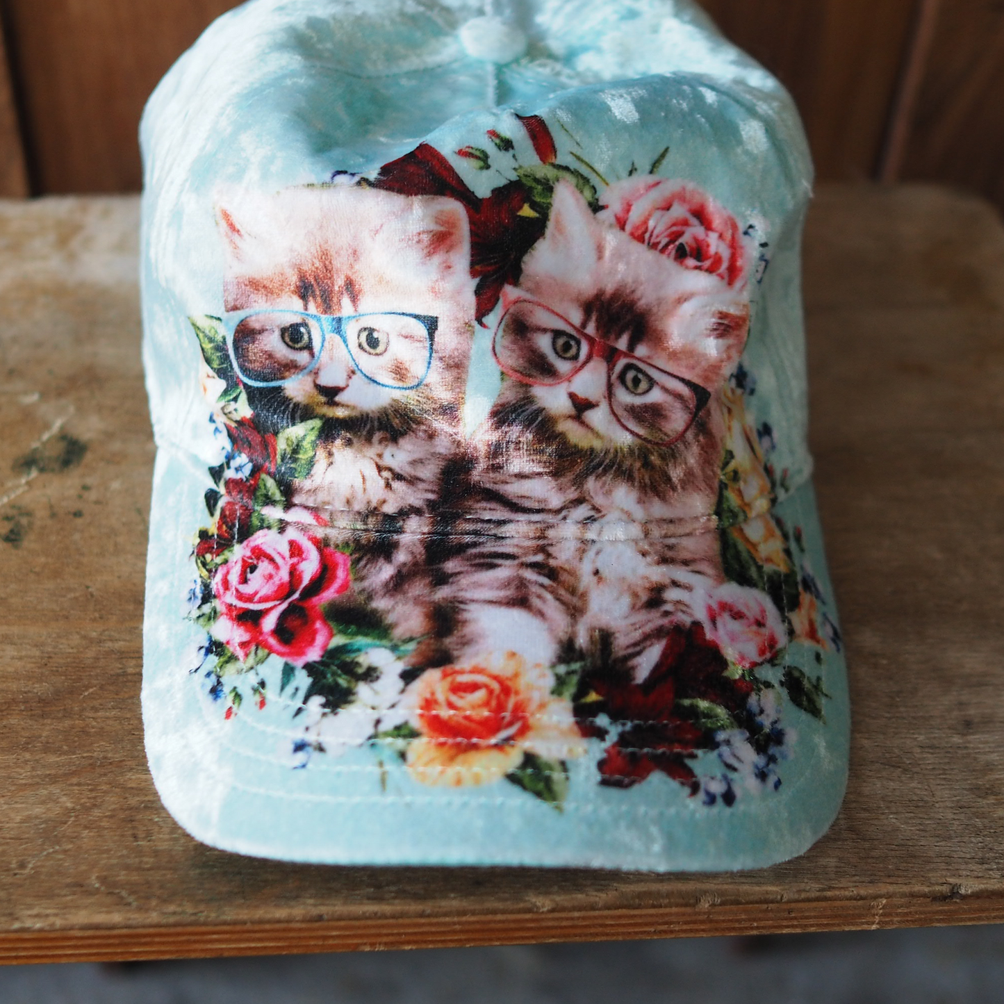 Cats Couple Velvet Cap
