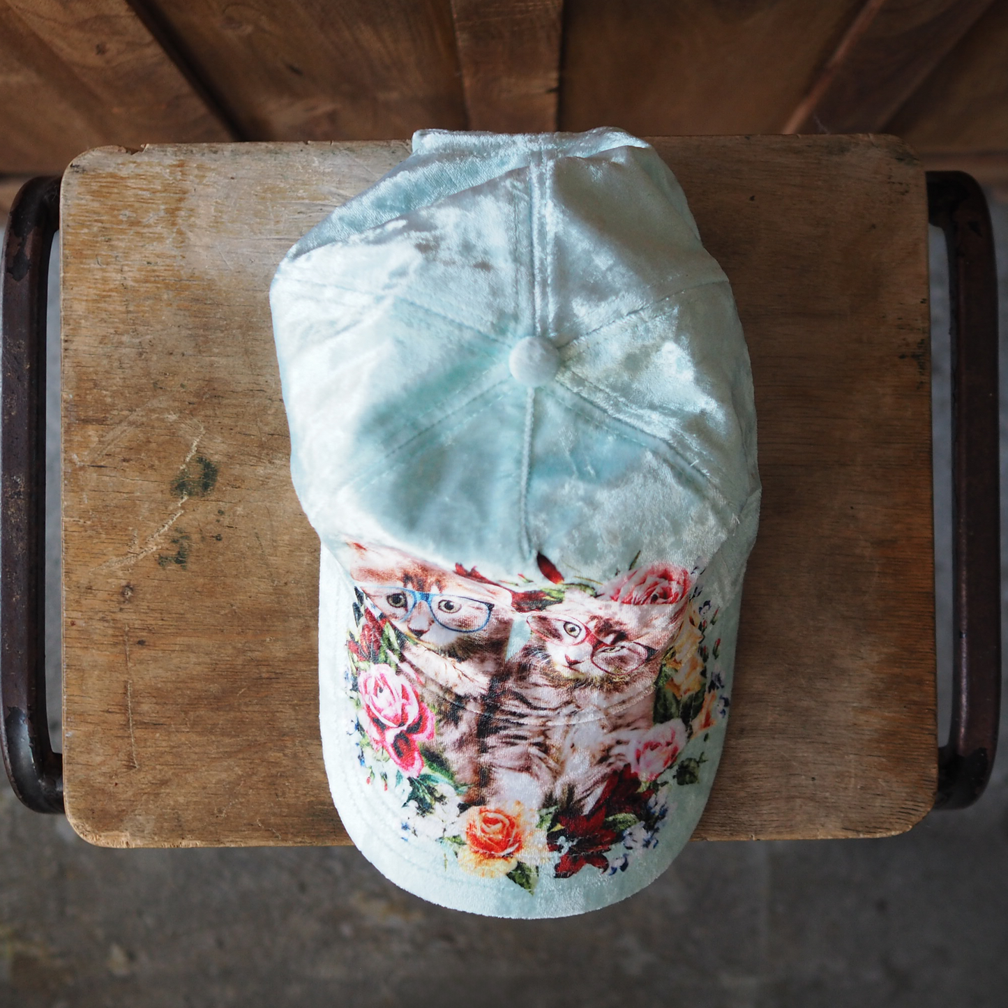 Cats Couple Velvet Cap