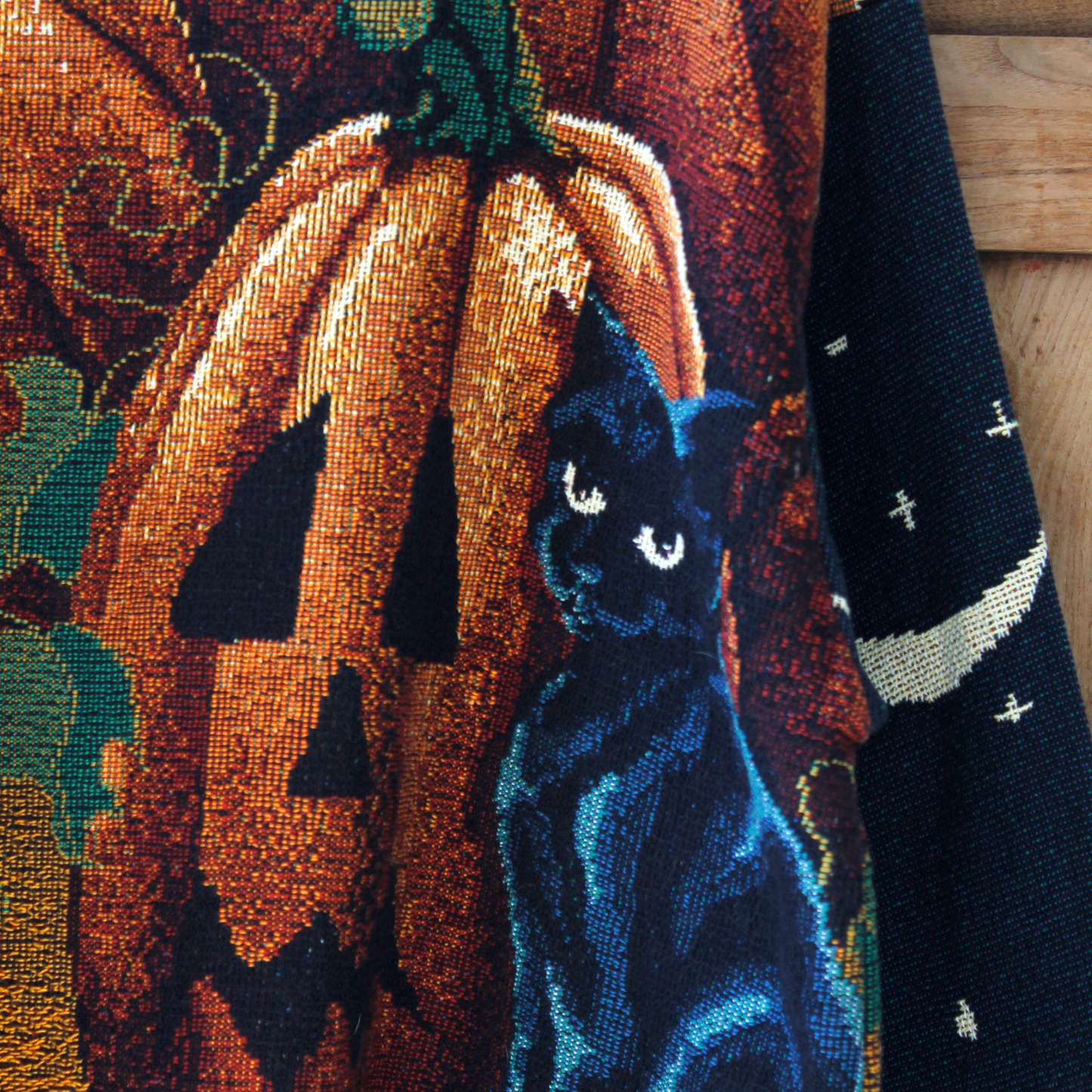 Pumpkin & Black Cat Sweater / Sugar Street Weavers / 90s