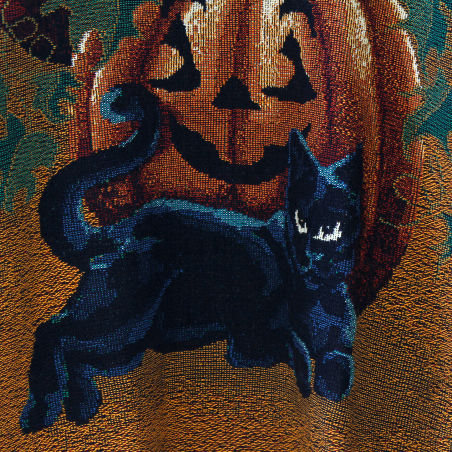 Pumpkin & Black Cat Sweater / Sugar Street Weavers / 90s