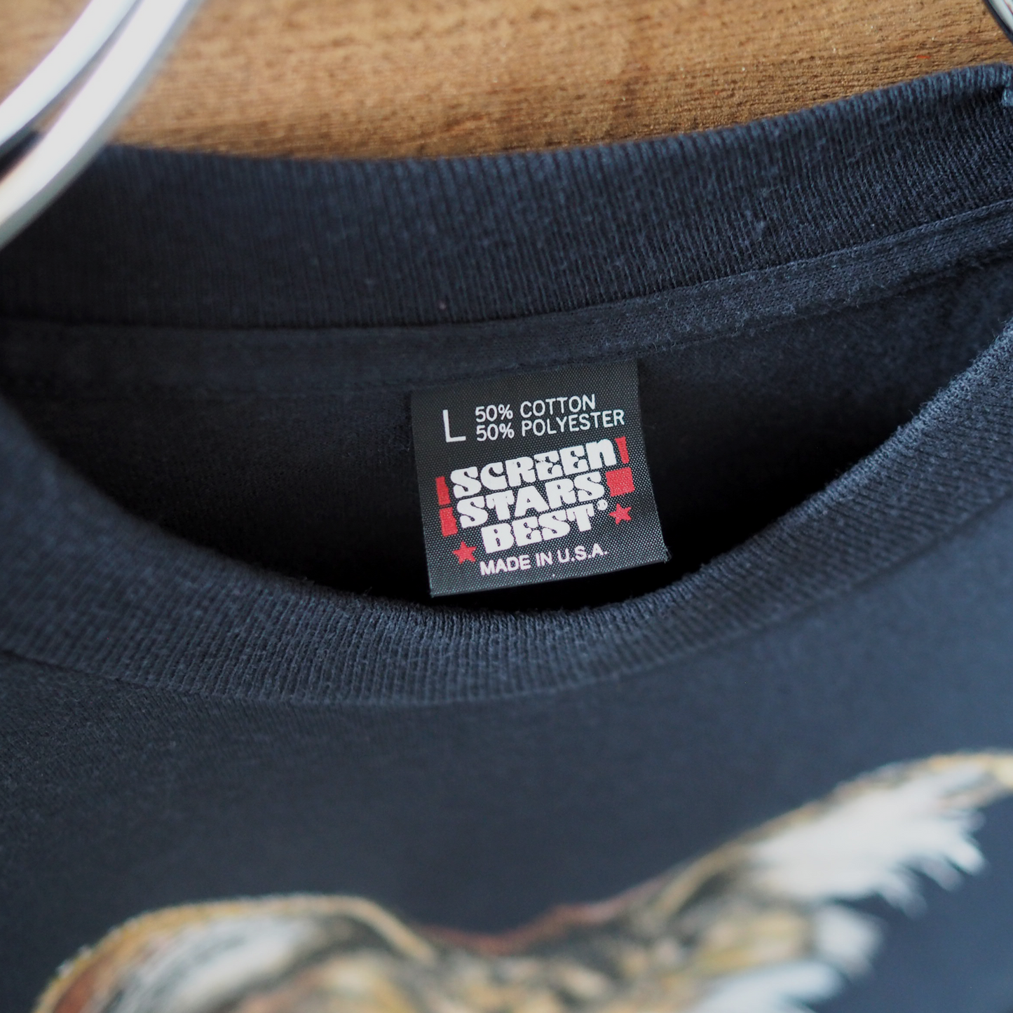Tabby Cat Portrait Long-Sleeve Tee / 90s / Made in USA