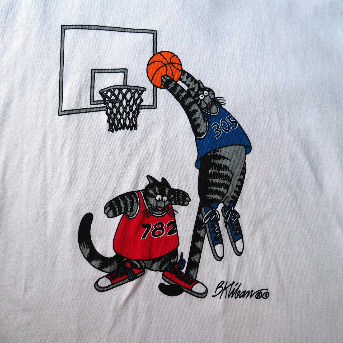 Kliban Cat U.S.A. Basket Ball Tee / 90s / Made in USA