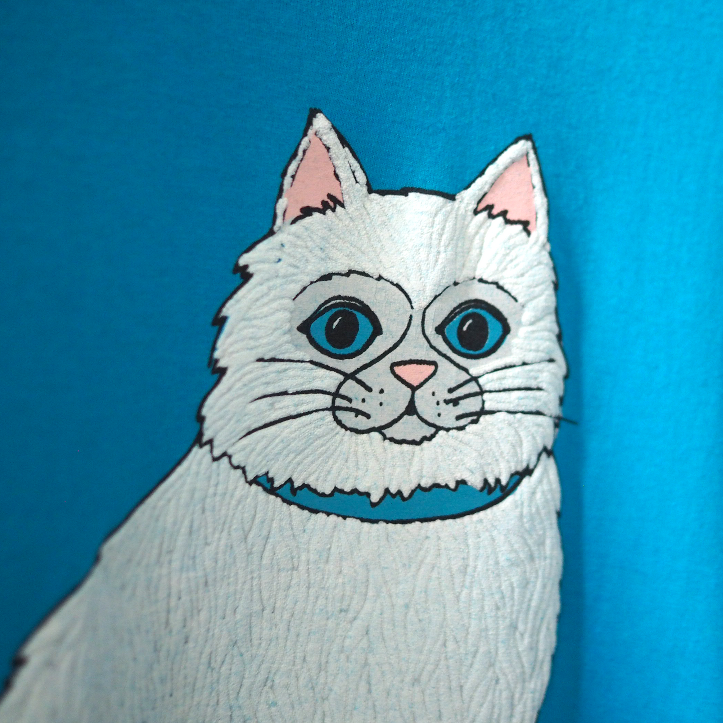 Weird White Cat Tee / 90s / Made in USA
