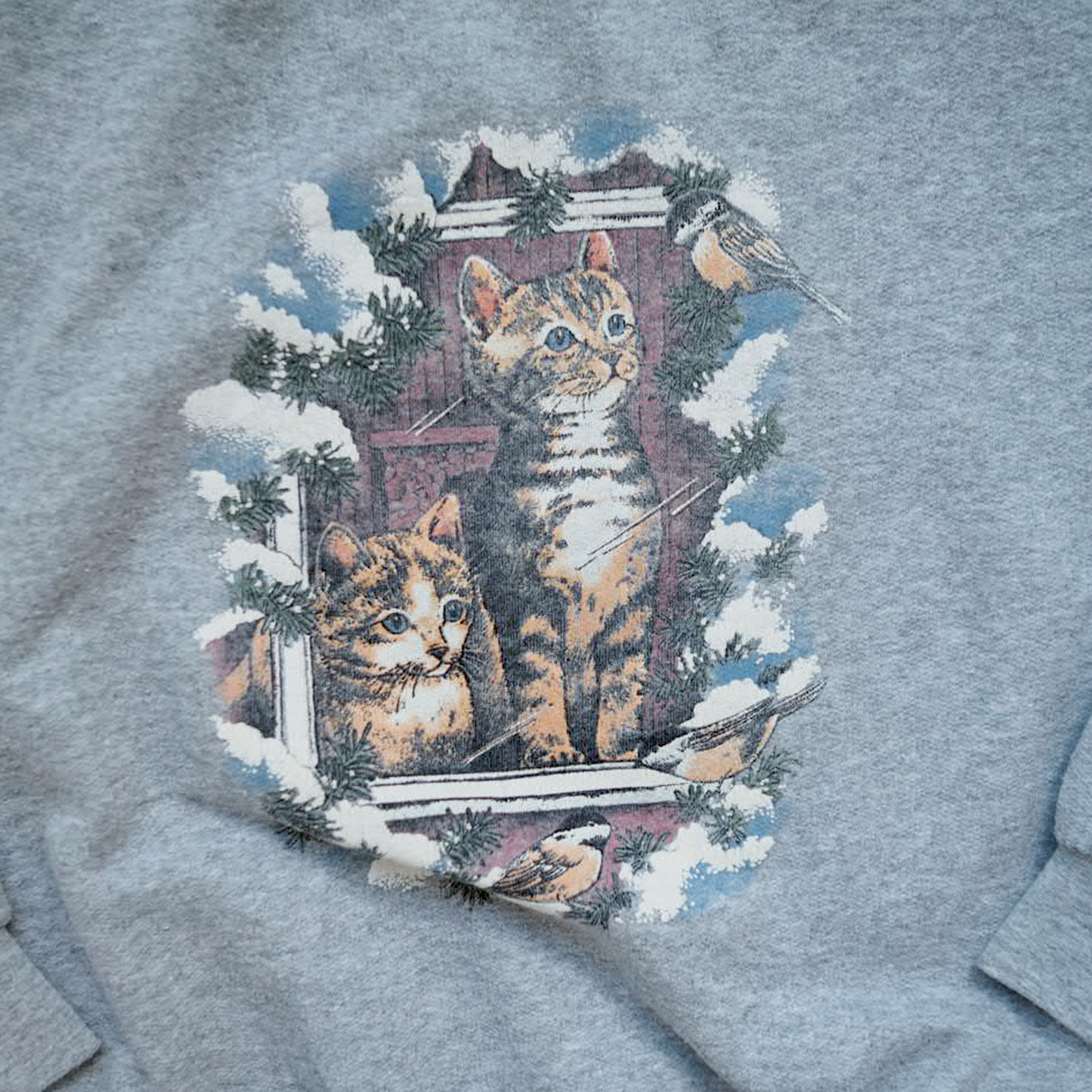 Winter Window Cats Sweat / 90s / Made in Canada