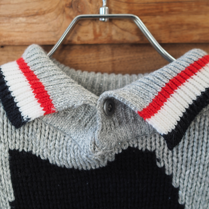 Bow-Tie Black & White Cats Knit Sweater / 80s-90s