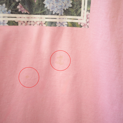 Cat & Hydrangea Tee / 90s / Made in USA