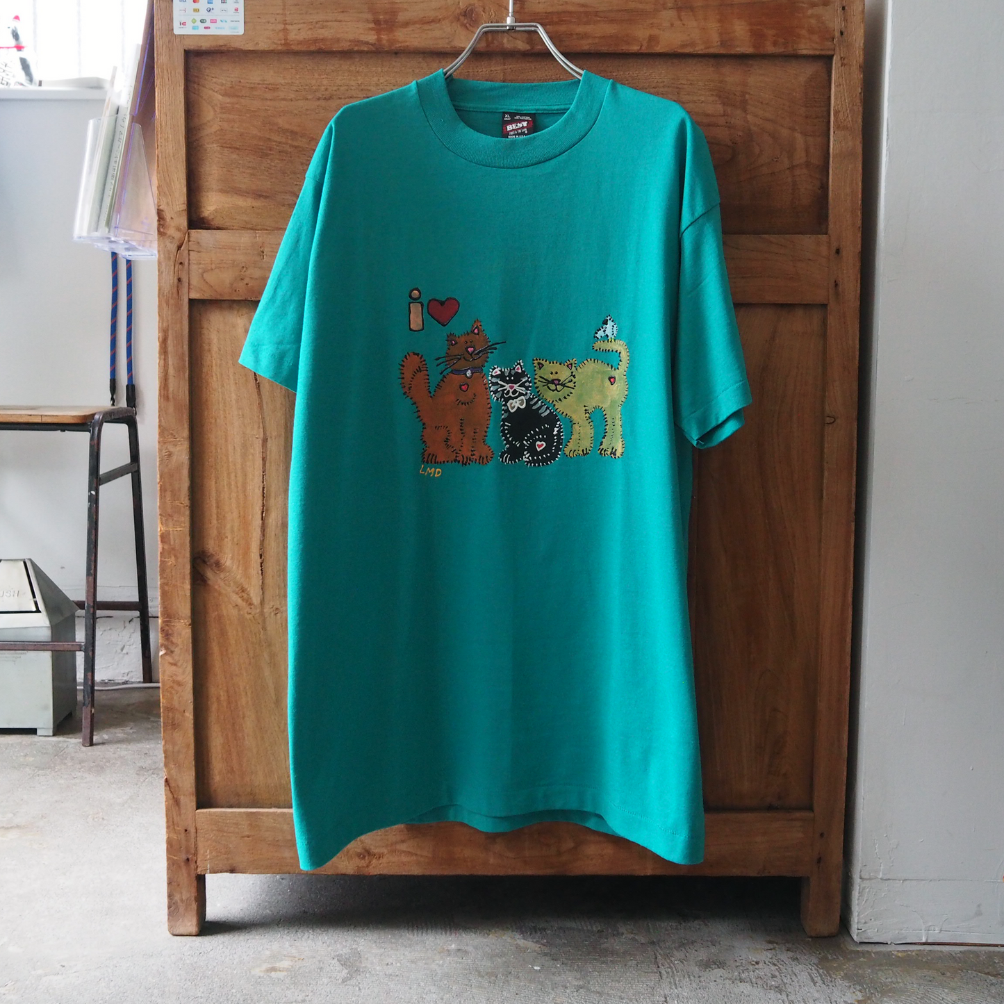 Painted 3 Cats Tee / 90s / Made in USA