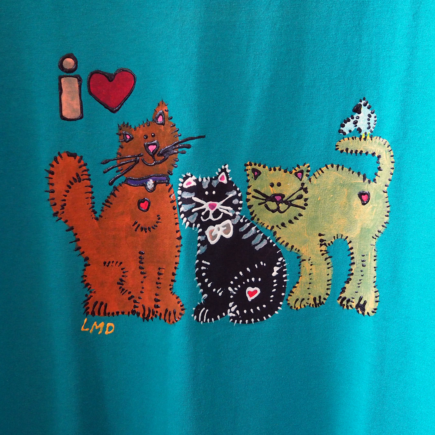 Painted 3 Cats Tee / 90s / Made in USA