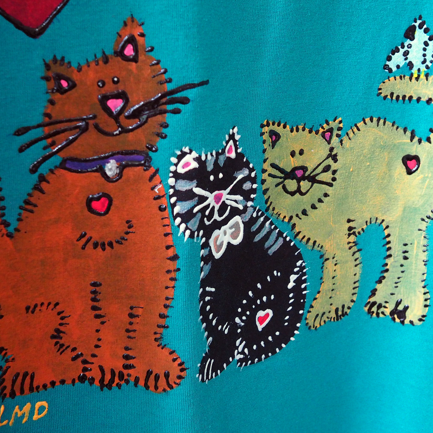 Painted 3 Cats Tee / 90s / Made in USA