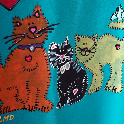 Painted 3 Cats Tee / 90s / Made in USA