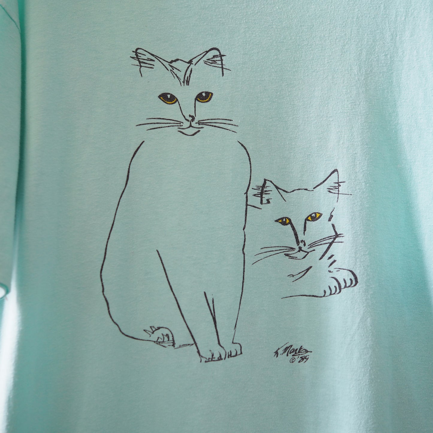 Cat Sketch Tee / 80s- / Made in USA