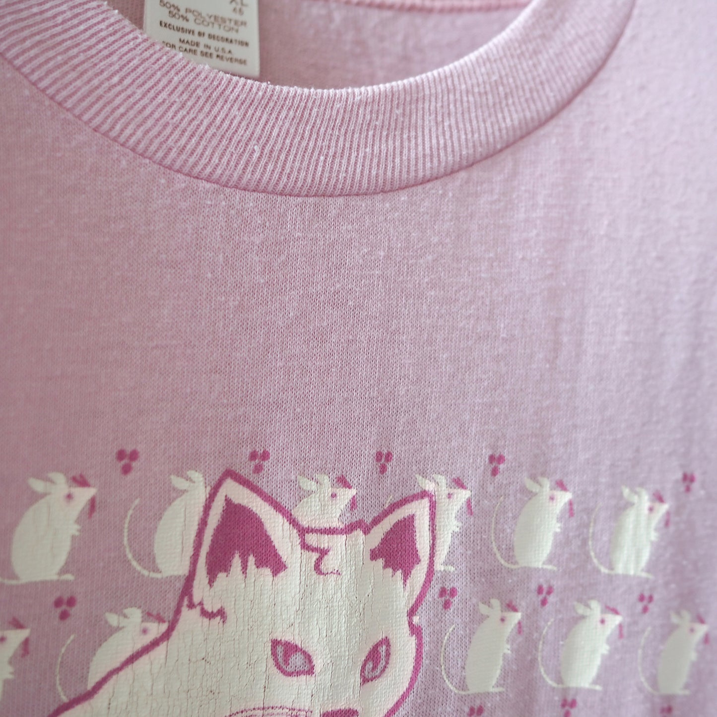 Mouses and White Cat Tee / 80s / Made in USA