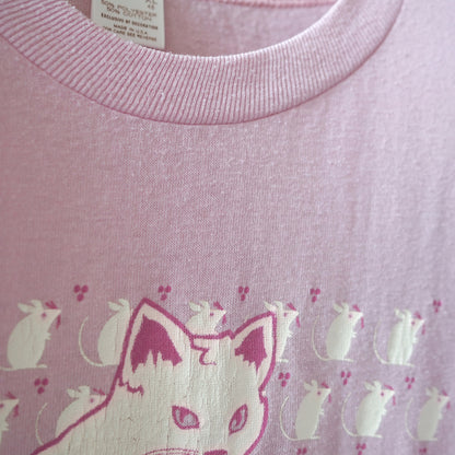 Mouses and White Cat Tee / 80s / Made in USA
