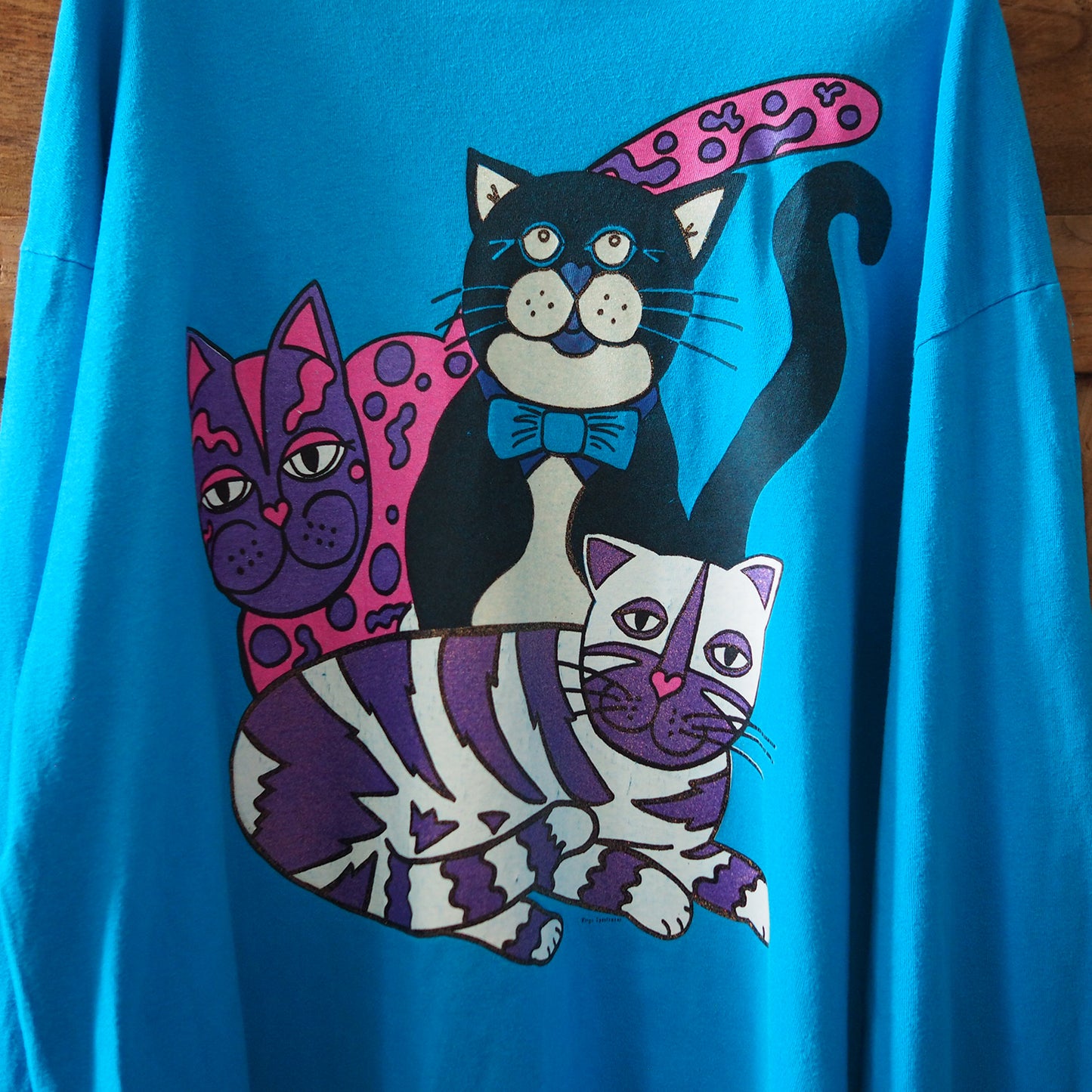 Funky Cat Trio Long-Sleeve Tee / 90s / Made in USA