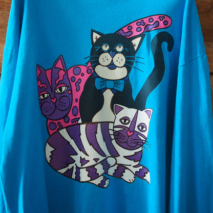 Funky Cat Trio Long-Sleeve Tee / 90s / Made in USA
