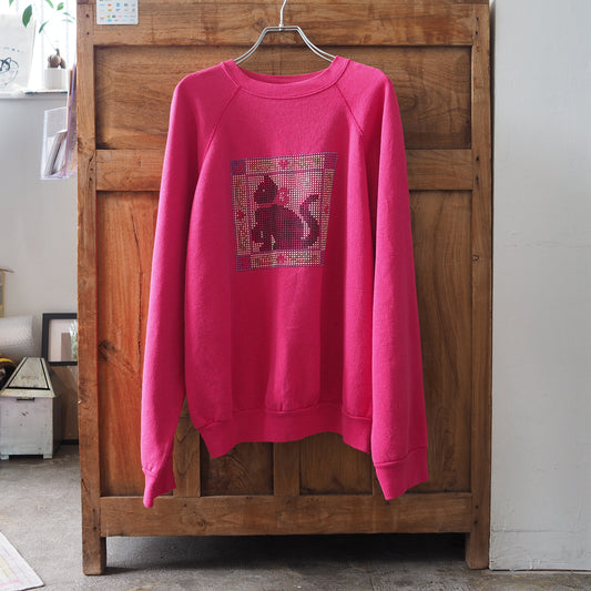 Dot Cat Sweatshirt / 80s / Made in USA