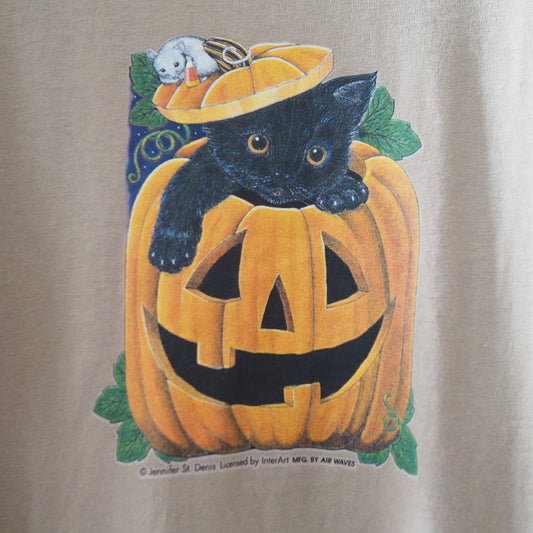 Black Cat in a Pumpkin Tee / 90s- / Made in USA