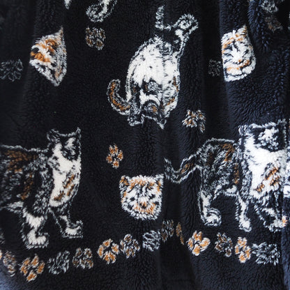 Black Mountain All-Over Cats & Paws Fleece Jacket / Made in USA