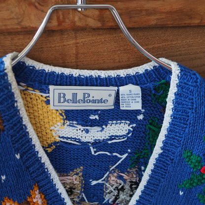 Cats at Night Knit Vest / 90s / Belle Pointe