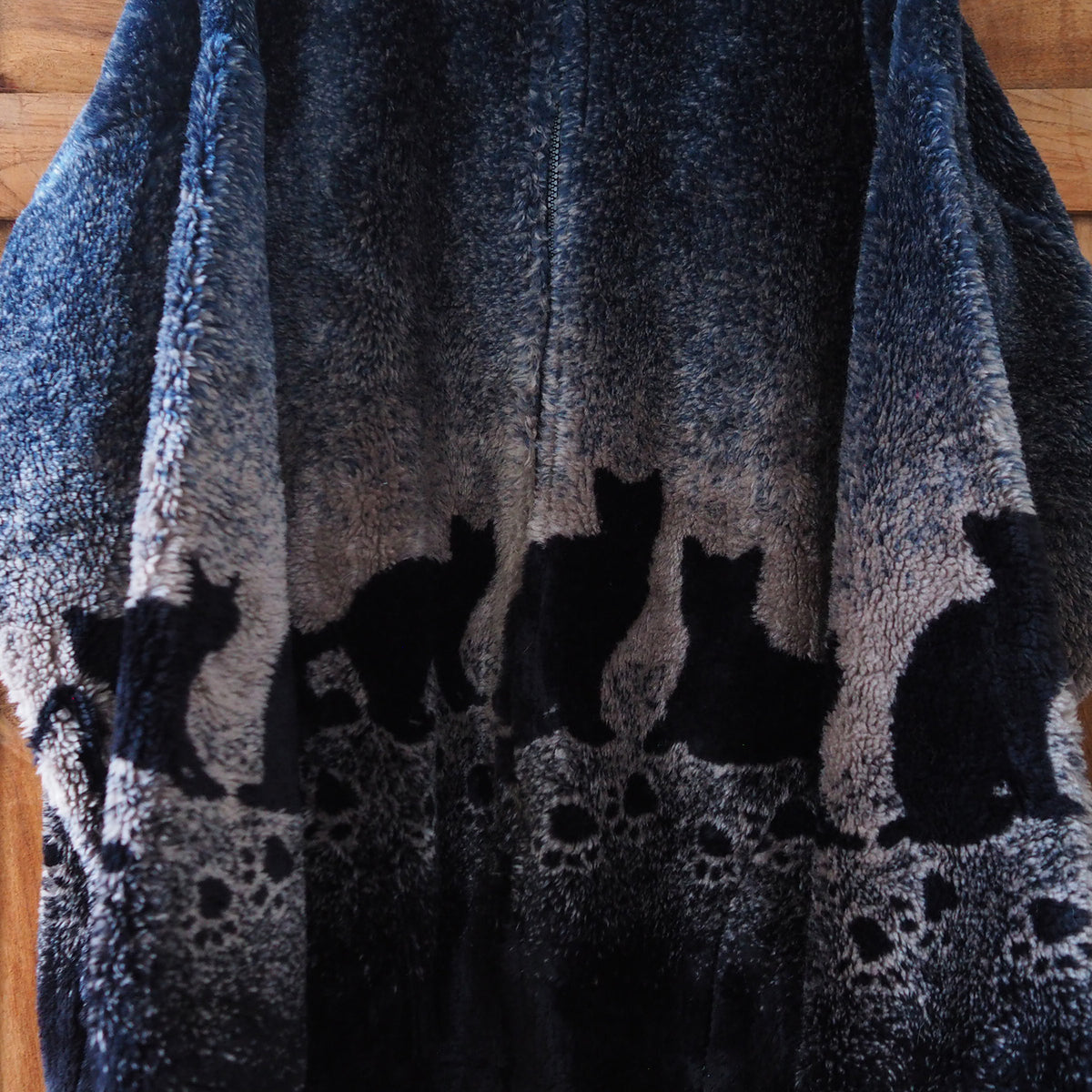 Mazmania Black Cats and Paws Fleece Jacket / 90s / Made in USA