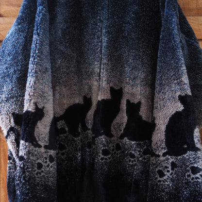Mazmania Black Cats and Paws Fleece Jacket / 90s / Made in USA