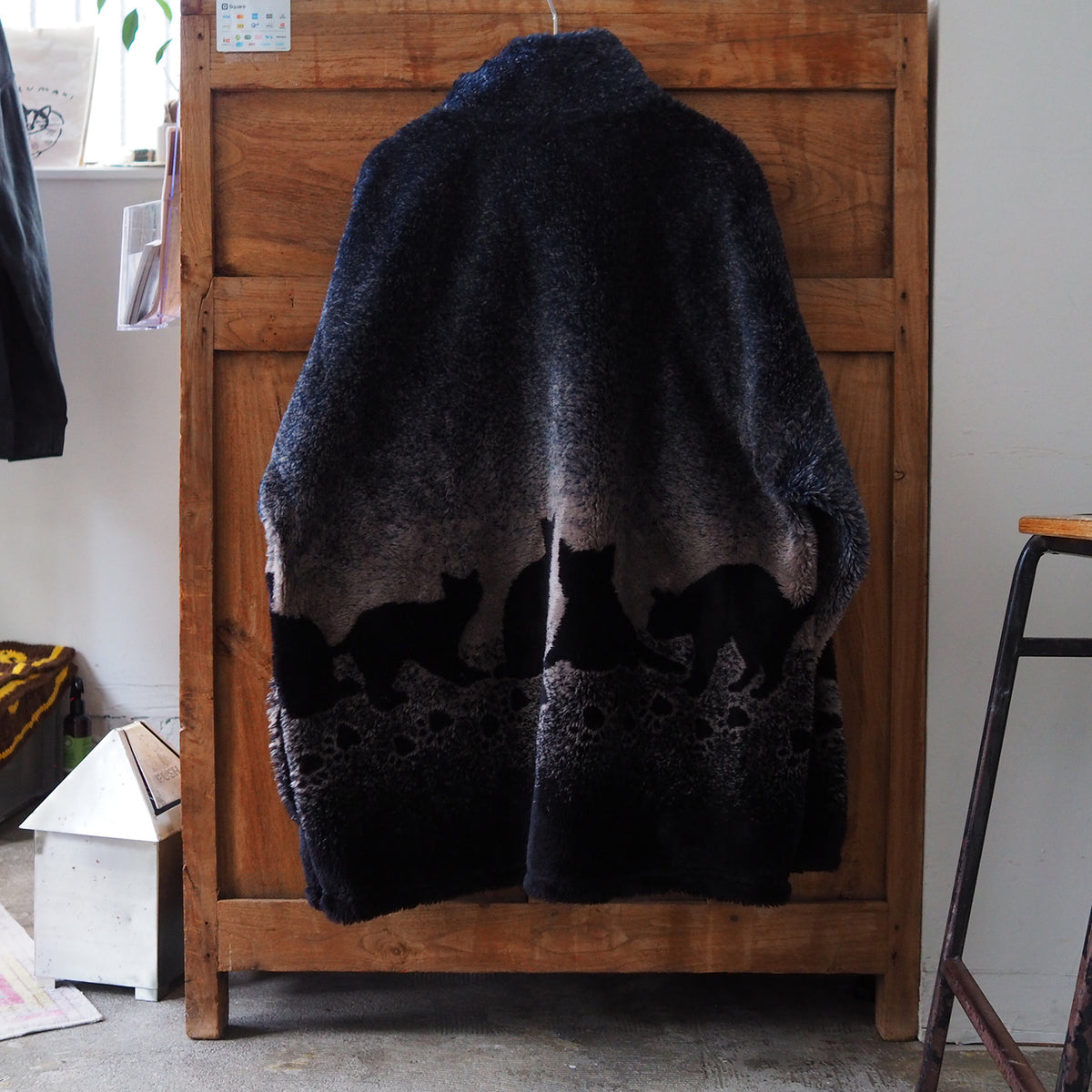 Mazmania Black Cats and Paws Fleece Jacket / 90s / Made in USA