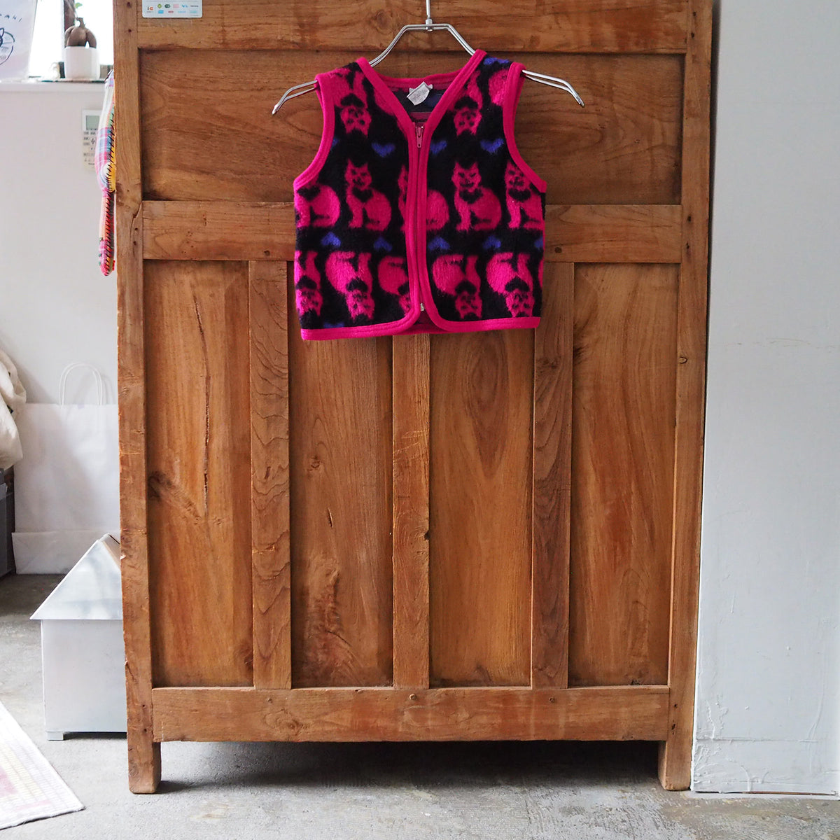 Cats & Hearts Fleece Vest (for KIDS) / 90s / Made in USA