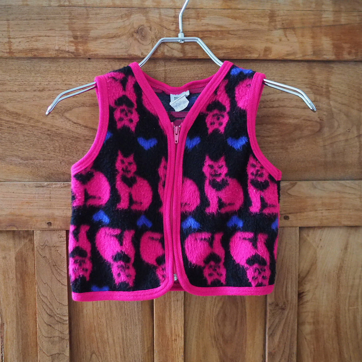 Cats & Hearts Fleece Vest (for KIDS) / 90s / Made in USA