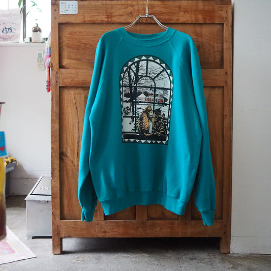Winter Window Tabby Cats Sweatshirt / 90s / Made in USA