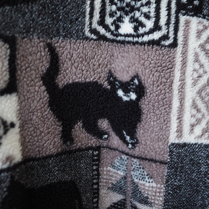 Mazmania All-Over Cats Print Fleece Jacket / 90s / Made in USA