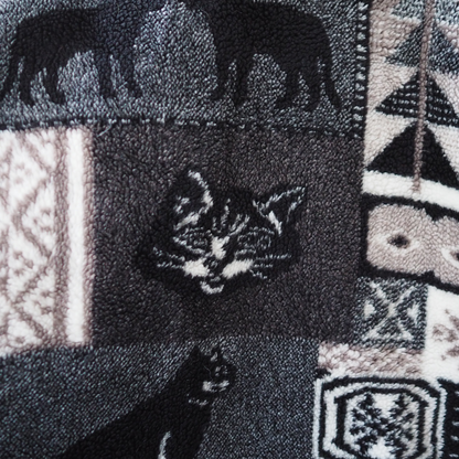 Mazmania All-Over Cats Print Fleece Jacket / 90s / Made in USA