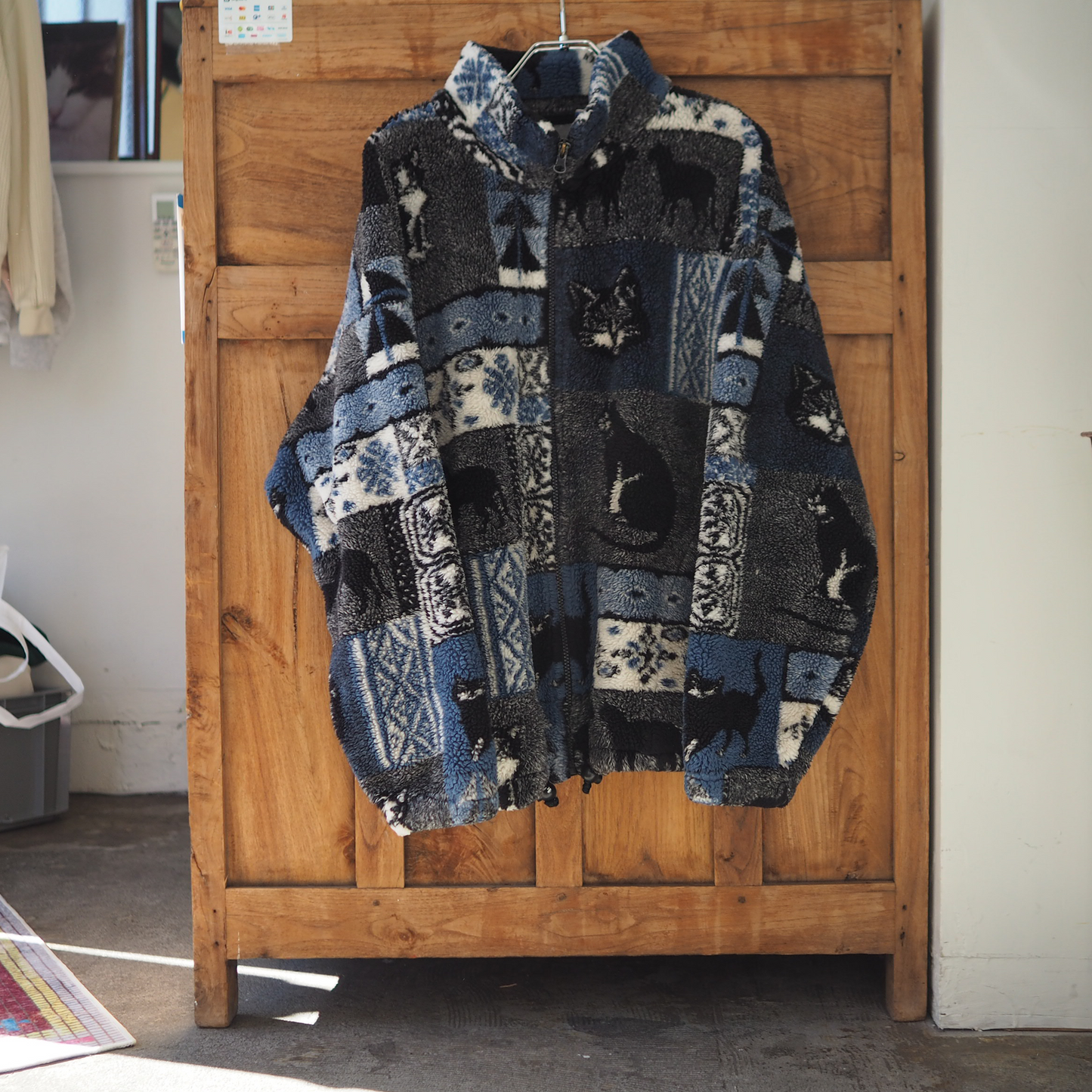 All-Over Cats Print Fleece Jacket / 90s / Made in USA