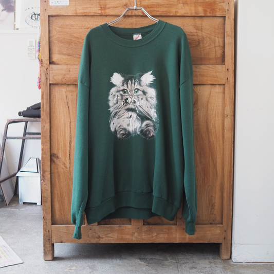 Baby Face Cat Portrait Sweatshirt / 90s / Made in USA