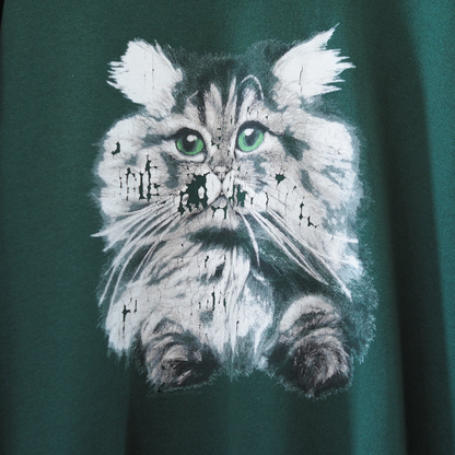 Baby Face Cat Portrait Sweatshirt / 90s / Made in USA