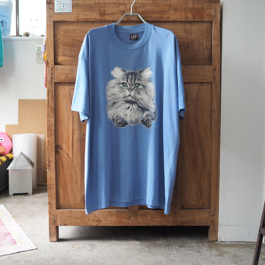 Baby Face Cat Portrait Tee / 90s / Made in USA